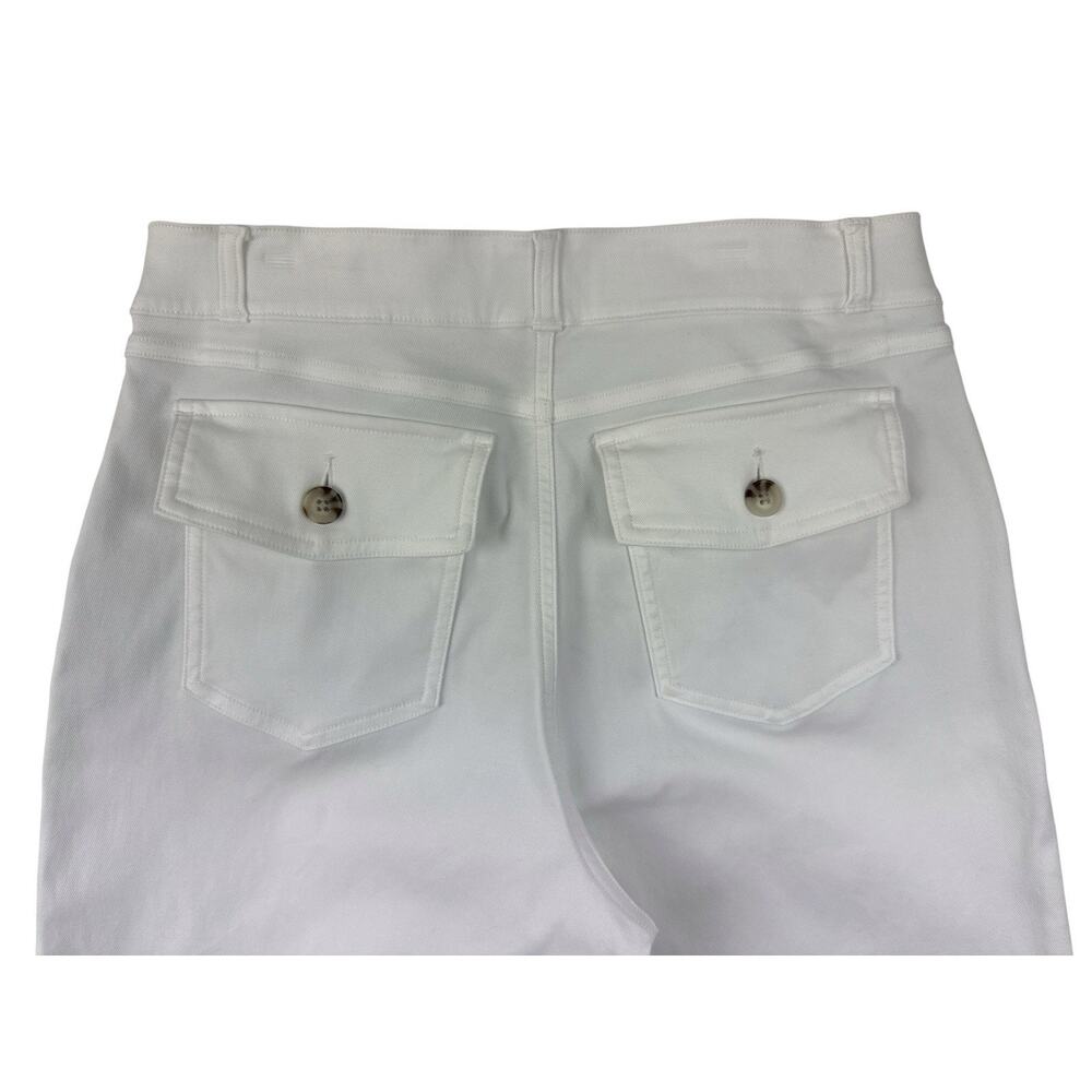 Spanx Pants Bright White Stretch Twill Cropped Wide Leg Pullon Trousers Large - Picture 9 of 16